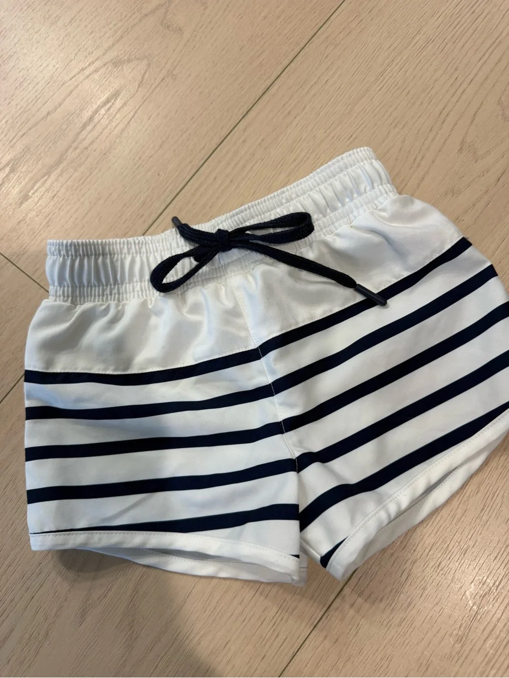 Minnow Swim Kids White & Navy Striped Swim Trunks | 3/4T